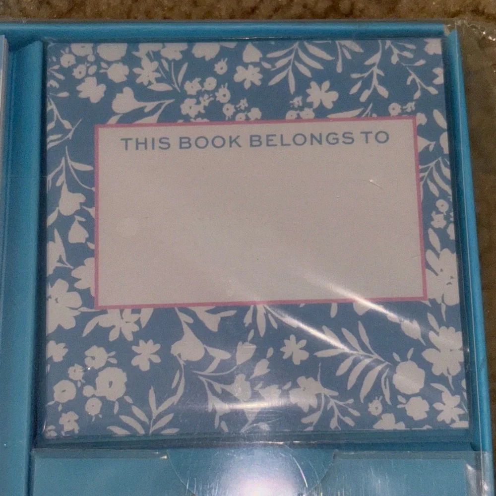 Draper James Book Club Kit Sticky Notes Journal Set Light Blue Check Print New